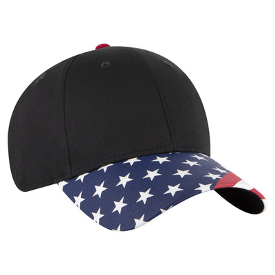 Otto Caps: American Flag Visor Garment Washed Mesh Back Hats