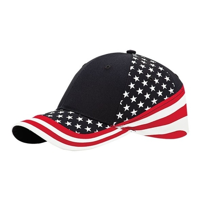 Wholesale Mega Cap: 6 Panel Cotton Twill USA Flag Cap | CapWholesalers