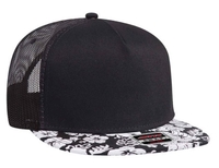 Image Otto Hawaiian Pattern Flat Visor Pro Style Mesh Back Snapback Cap