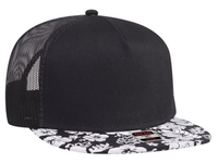 Image Otto Hawaiian Pattern Flat Visor Pro Style Mesh Back Snapback Cap