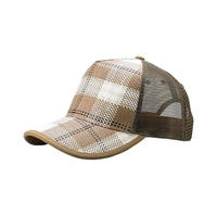 Image Mega Plaid Straw Trucker Cap